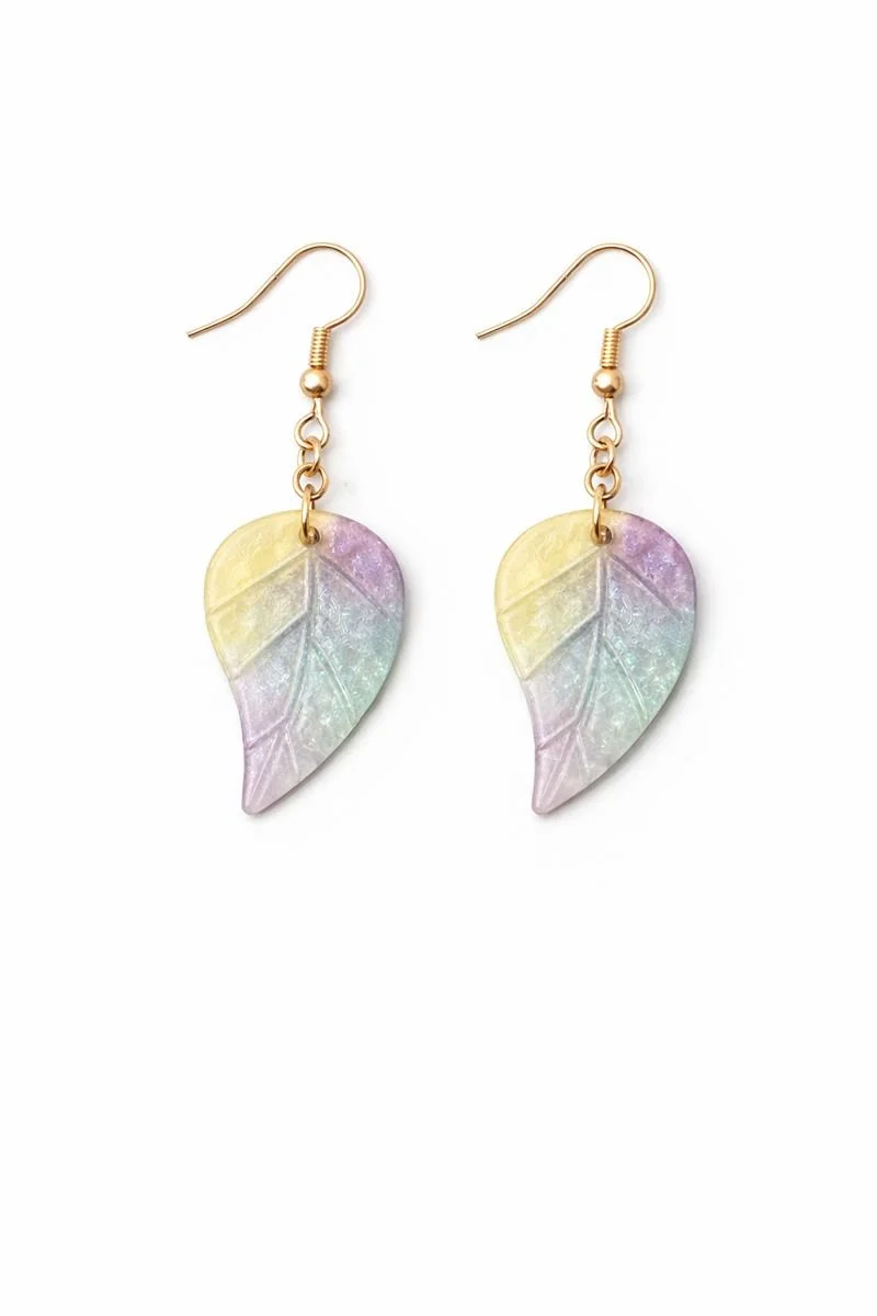 Pastel Shimmer Leaf Earrings