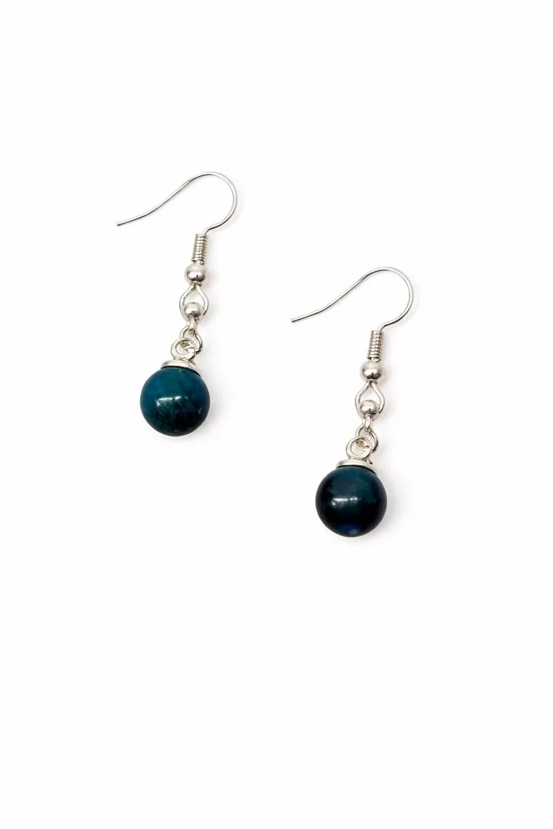 Deep Teal Stone Drop Earrings
