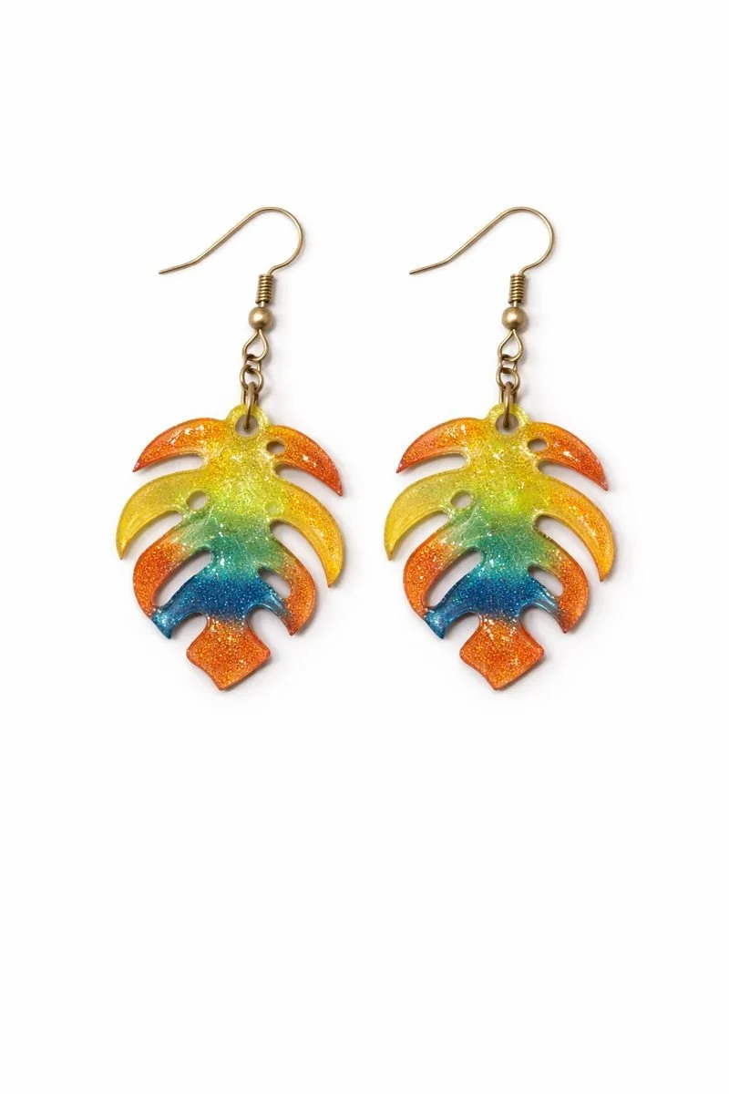 Monstera Prism Leaf Earrings