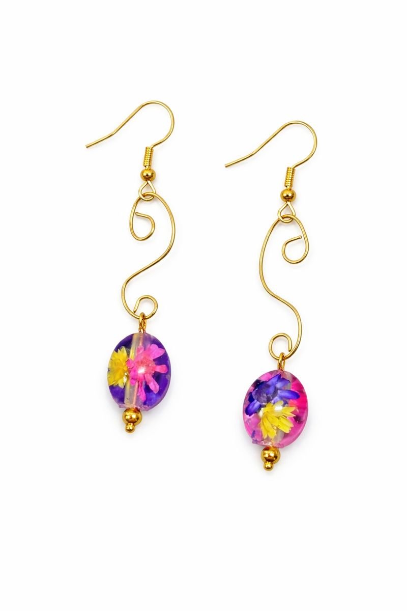 Floral Resin Swirl Drop Earrings
