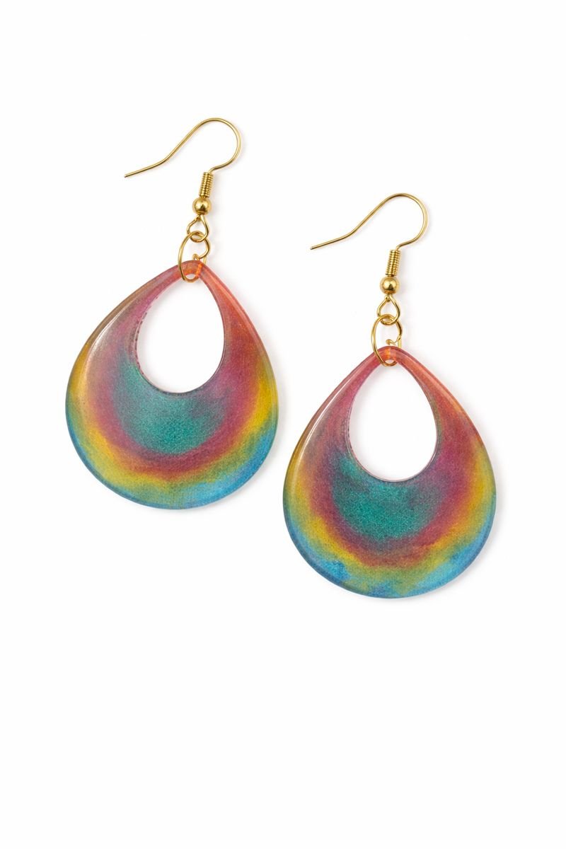 Rainbow Swirl Teardrop Earrings