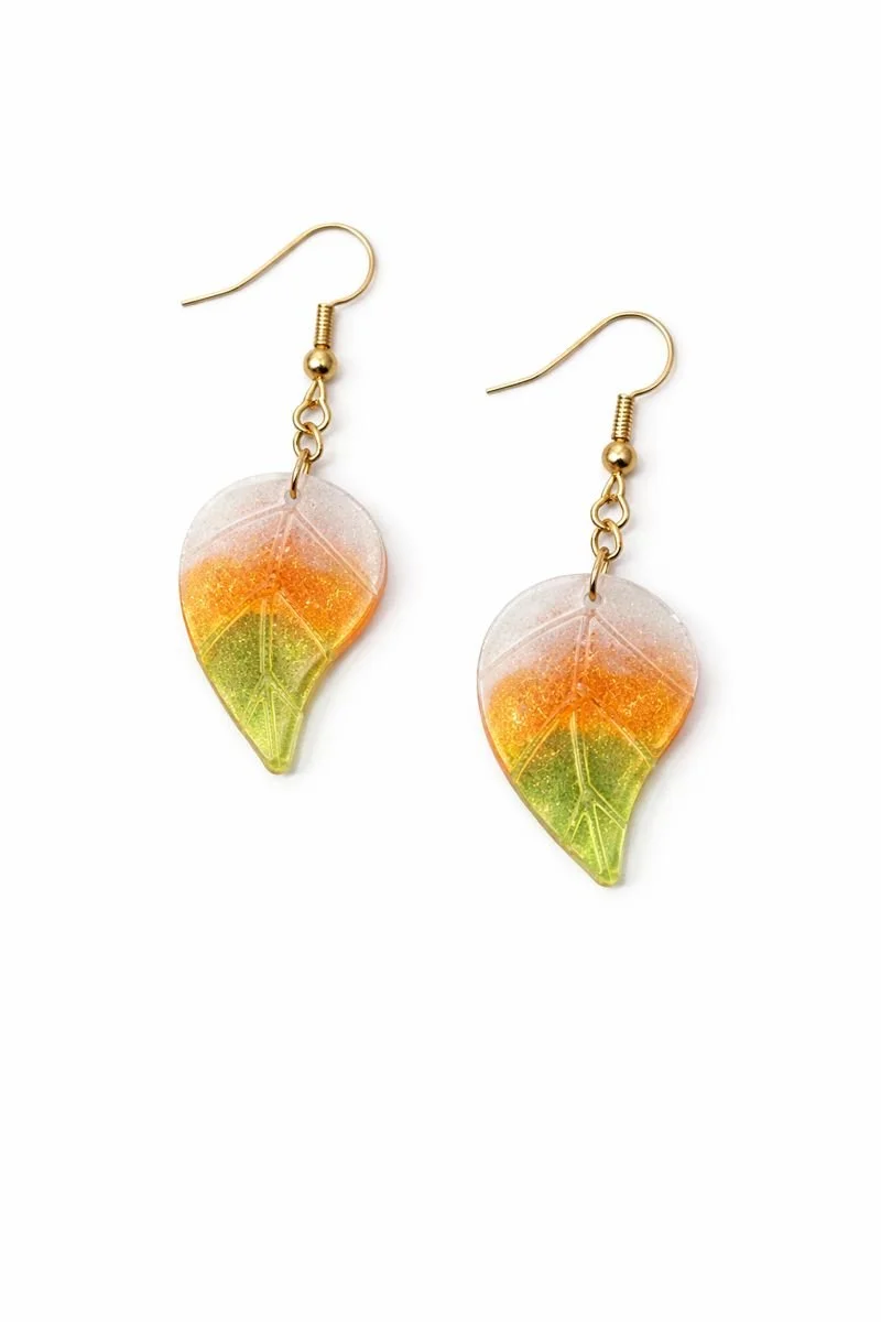 Autumn Frost Leaf Drop Earrings