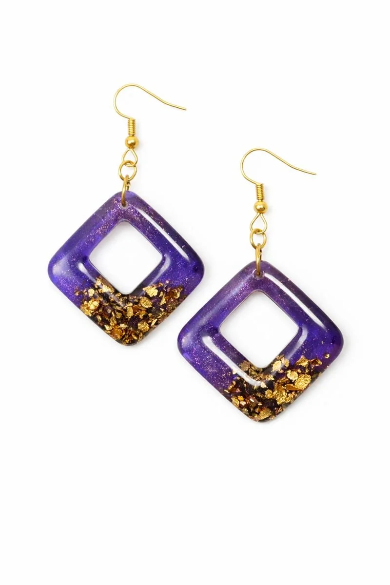 Midnight Amethyst Square Earrings