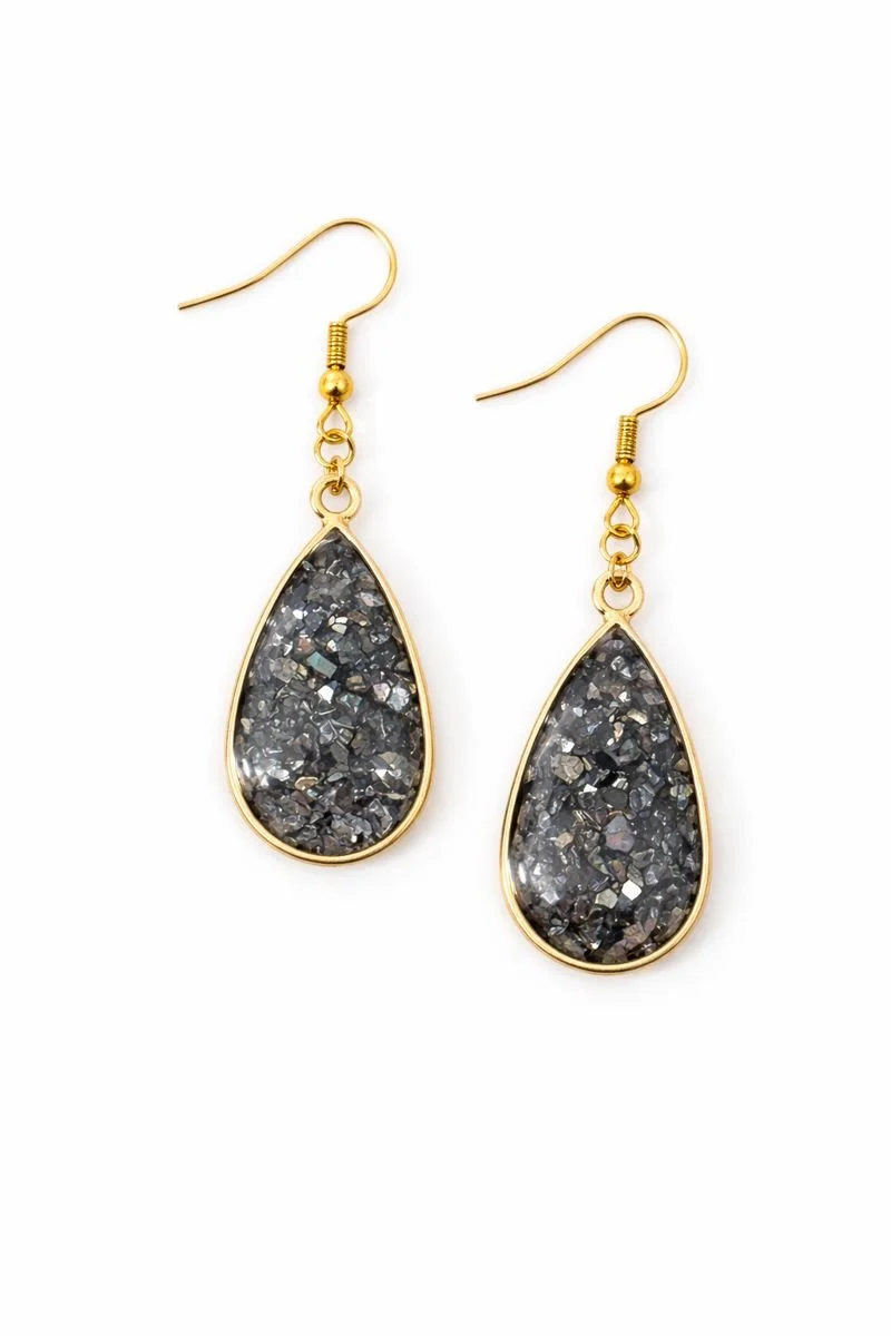 Black Crystal Teardrop Earrings