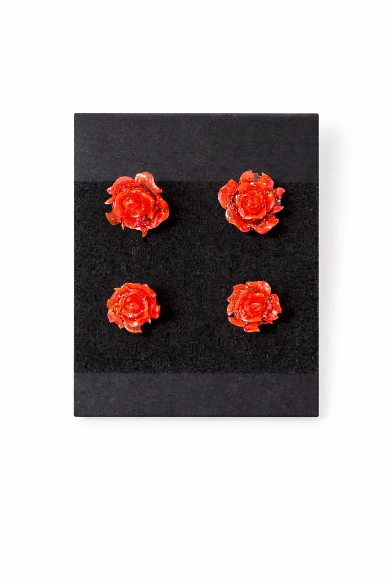 Scarlet Rose Stud Earrings