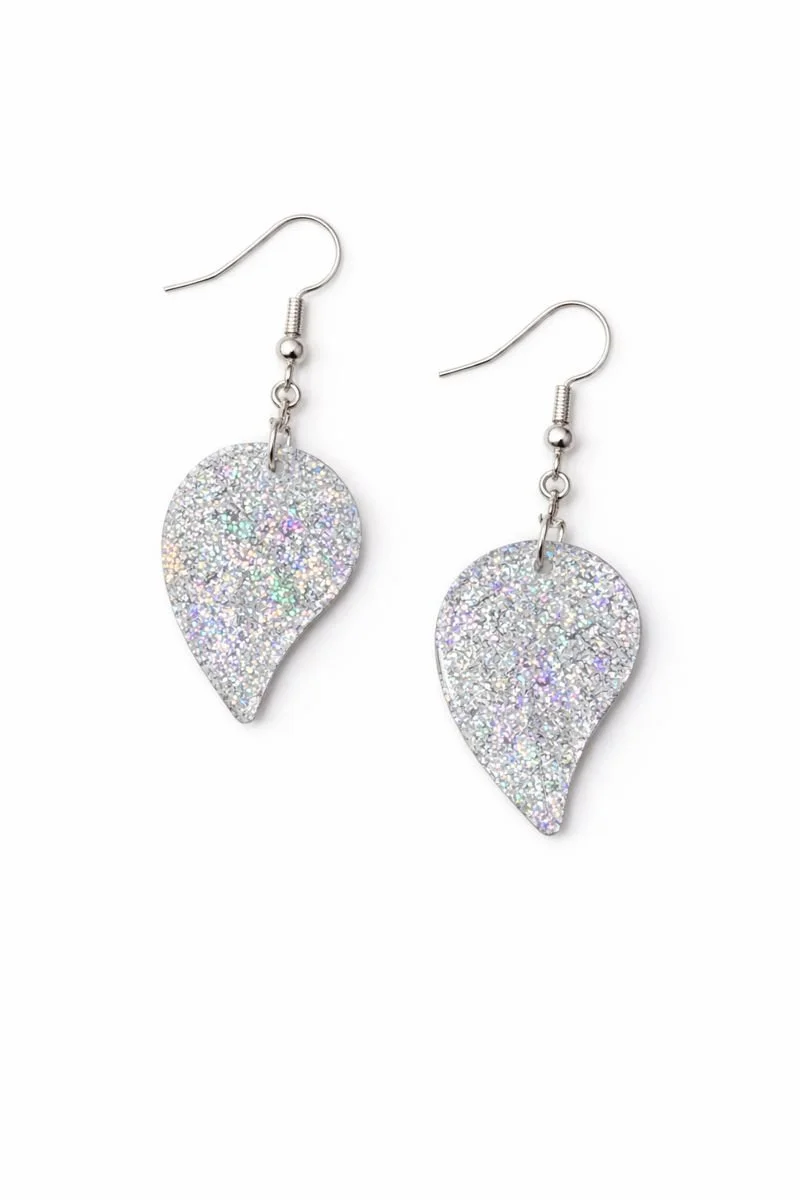 Shimmer Leaf Drop Earrings