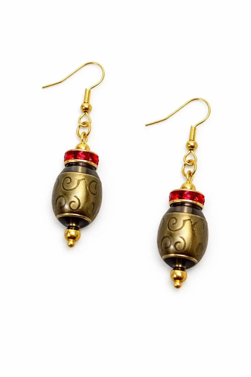 Crimson Crown Drop Earrings