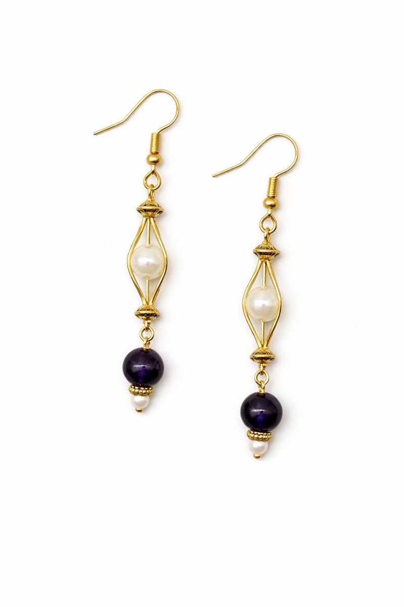 Gold Cage Pearl Earrings