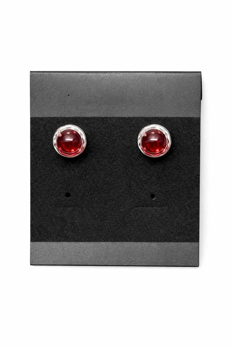 Red Glass Stud Earrings