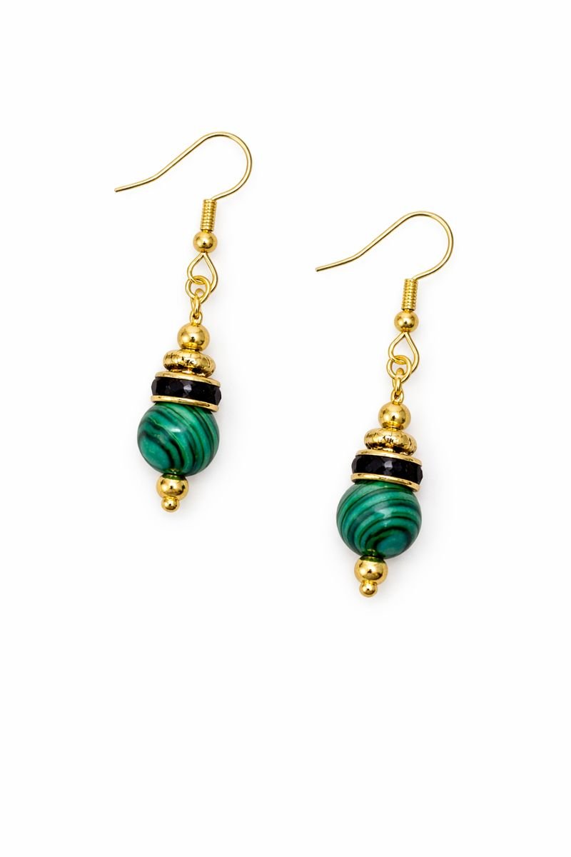Classic Malachite Bead Drop Earrings