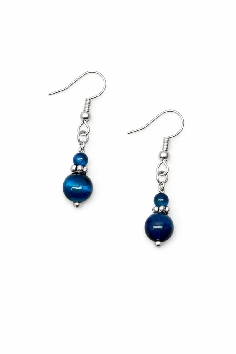 Petite Blue Bead Earrings