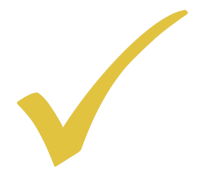 Gold checkmark on black background