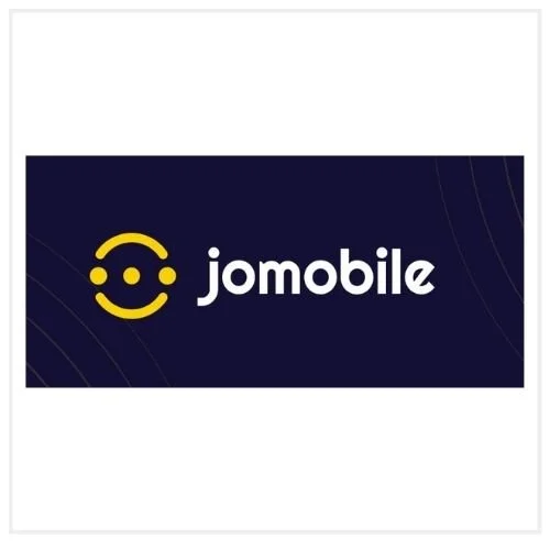 Jomoible logo with a smiling face icon on a dark background.