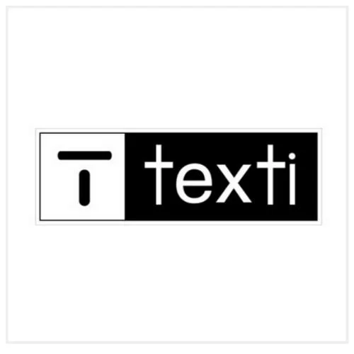 A logo with a black and white design and the text 'T texti'.