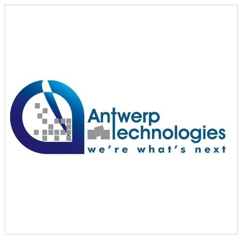 Logo of Antwerp Technologies with a stylized letter 'A' and the tagline 'we're what's next'.