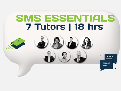 Advertisement for SMS Essentials tutors, offering 7 tutors for 18 hours, featuring headshots of eight tutors.
