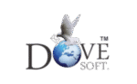 Logo of Dove Soft featuring a dove and a globe