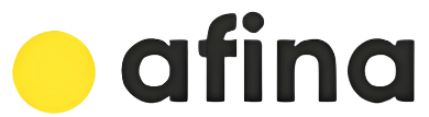 The image features a yellow circle to the left and the word 'afin' in black lowercase letters.