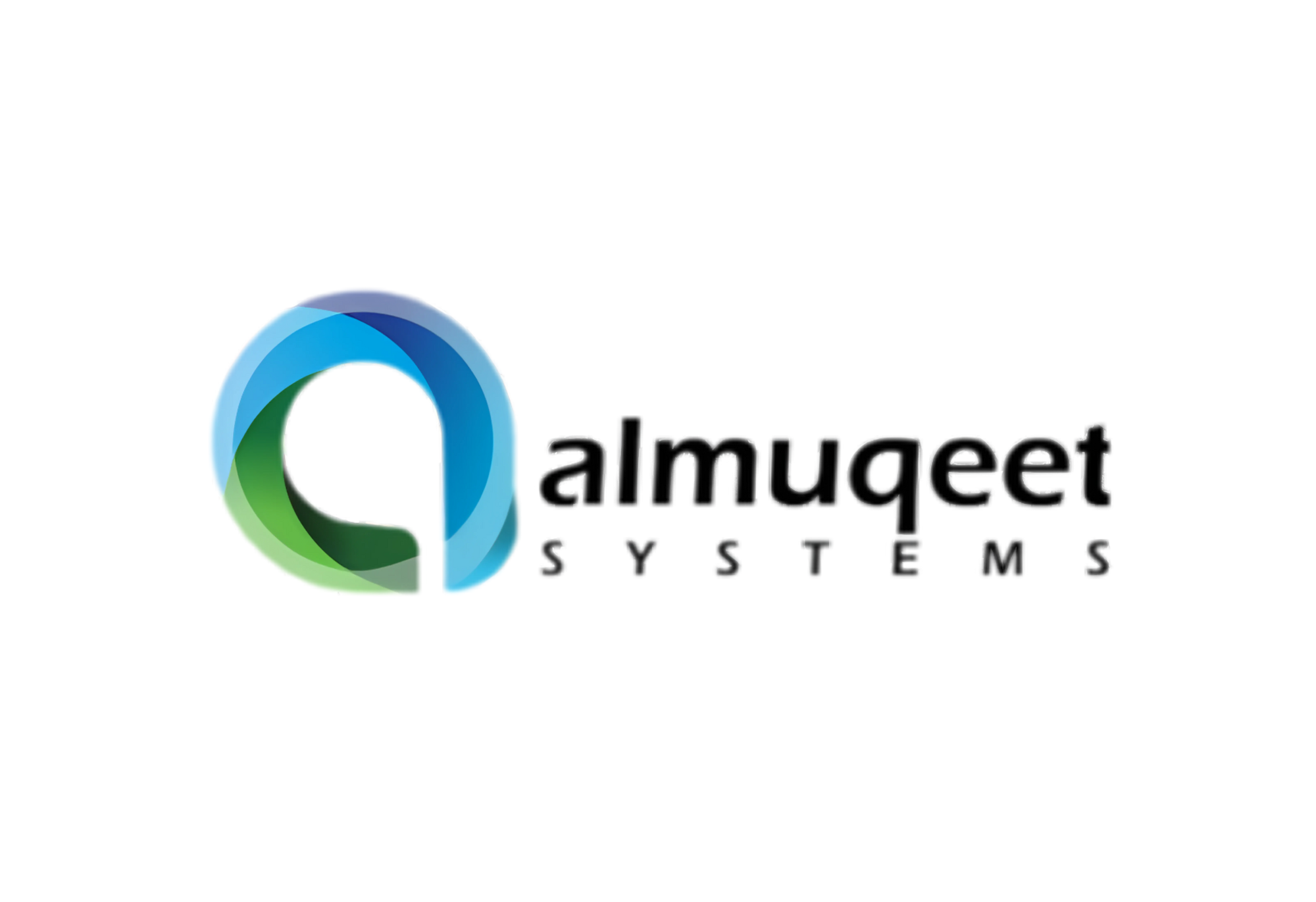 Almuaed System logo featuring a circular design with shades of blue and green, and the company name 'almuaed SYSTEM' in black text to the right.