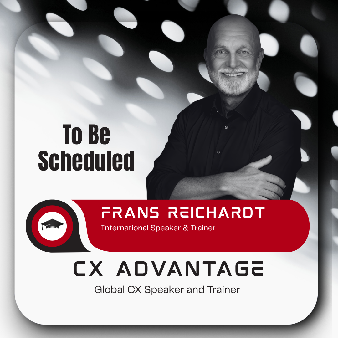 Black and white promotional graphic featuring a smiling man with a beard in a black shirt, with event details for a speaking engagement on April 15th, including the speaker's name, title, and topic.