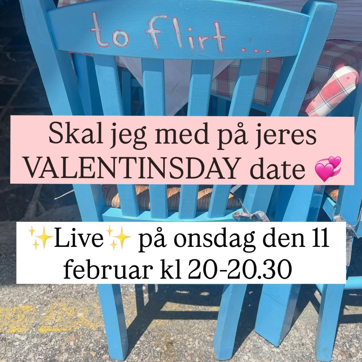 Skab dit mest fantastiske parforhold i 2026 ✨💞
fordi ja &hellip; hvorfor skulle vi g&aring; efter mindre 

P&aring; l&oslash;rdag den 14 februar er det Valentines day 

Mon du har planer om at fejre k&aelig;rligheden?

💞LIVE 💞 p&aring; insta 

Jeg