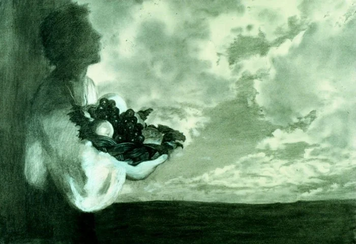 Carravagio, 1987, Oil pastel on chalkboard, 27 1/2 x 39 3/8 inches (70 x 100 cm)