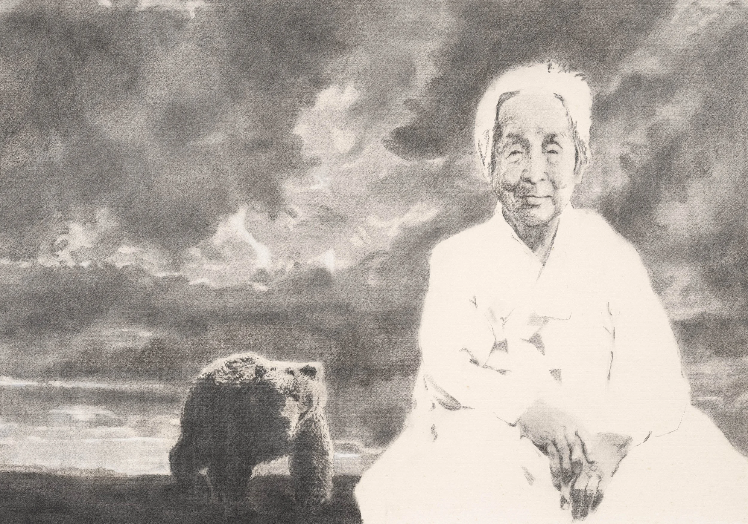 The Bear Myth, 1987, Charcoal on paper, 21 x 30 inches (53.3 x 76.2 cm)