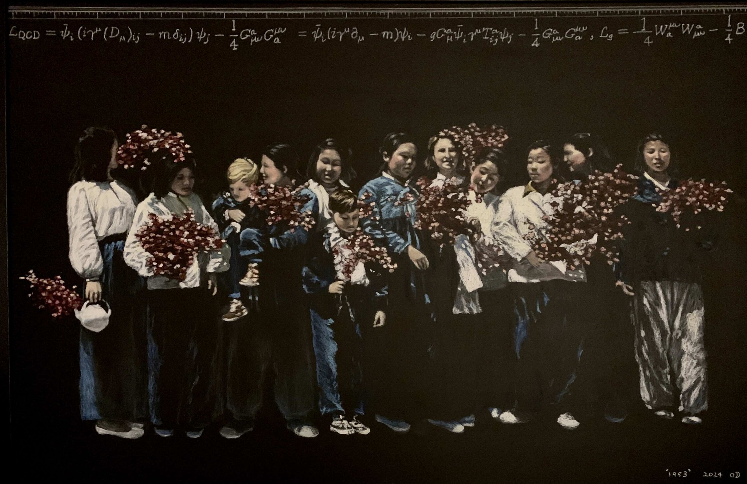 After the War, 2024, Oil pastel on chalkboard, 48.0 × 71.3 in (122 x 181 cm)