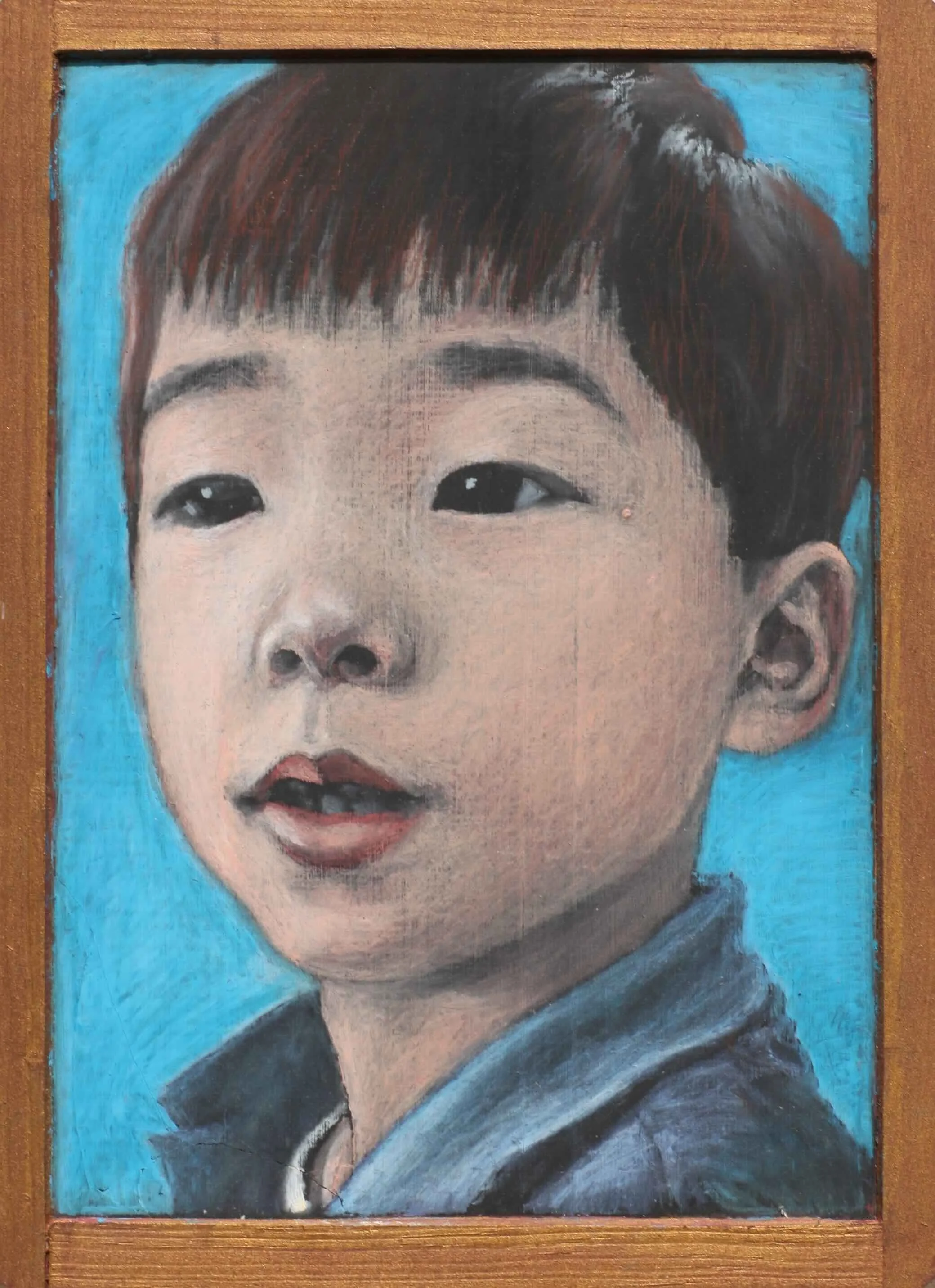 Brother, 2002, Oil pastel on chalkboard, 11 3/8 x 8 1/2 inches (29 x 21.5 cm)