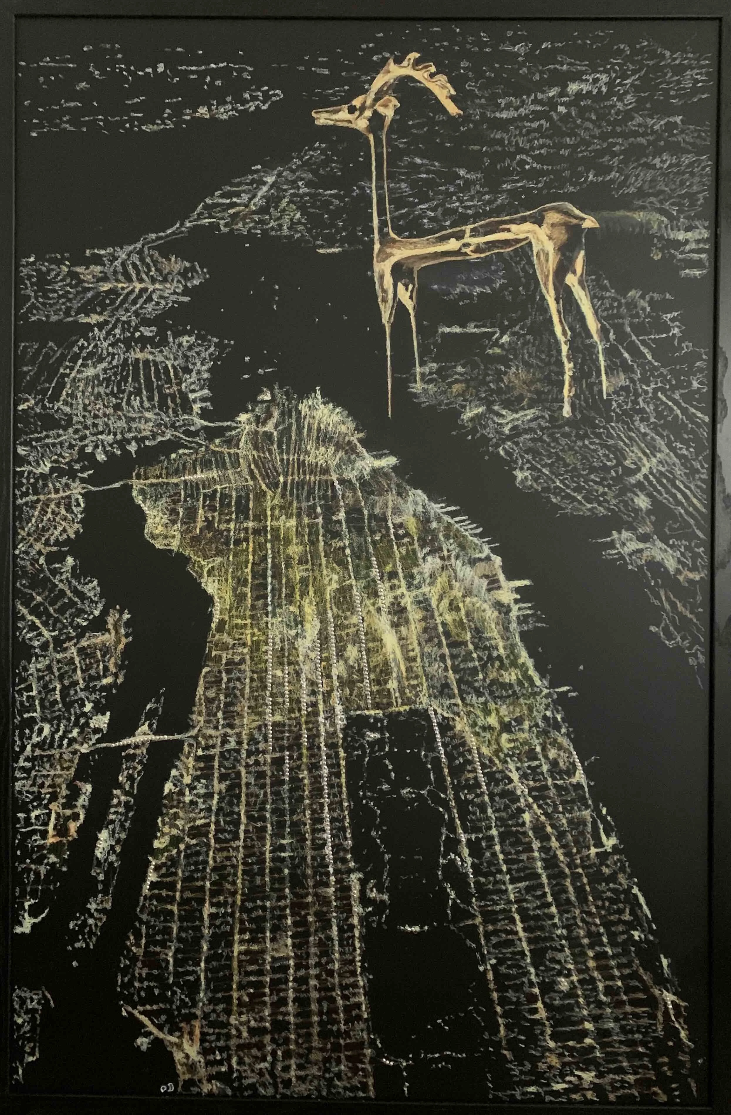 지도 New York, 2025, Oil pastel on chalkboard 71.3 x 48.0 in (181 x 122 cm)