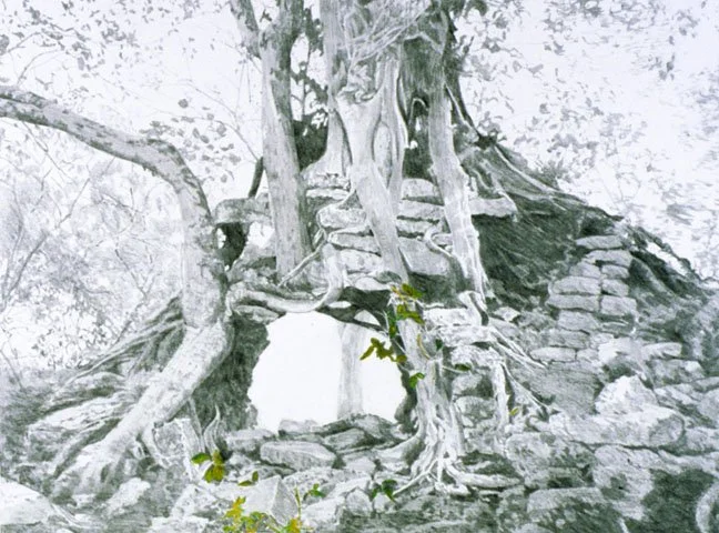 Ruin of Mayapan, 1987, Pencil on paper, 16 3/8 x 12 1/2 inches (41.5 x 31.5 cm)