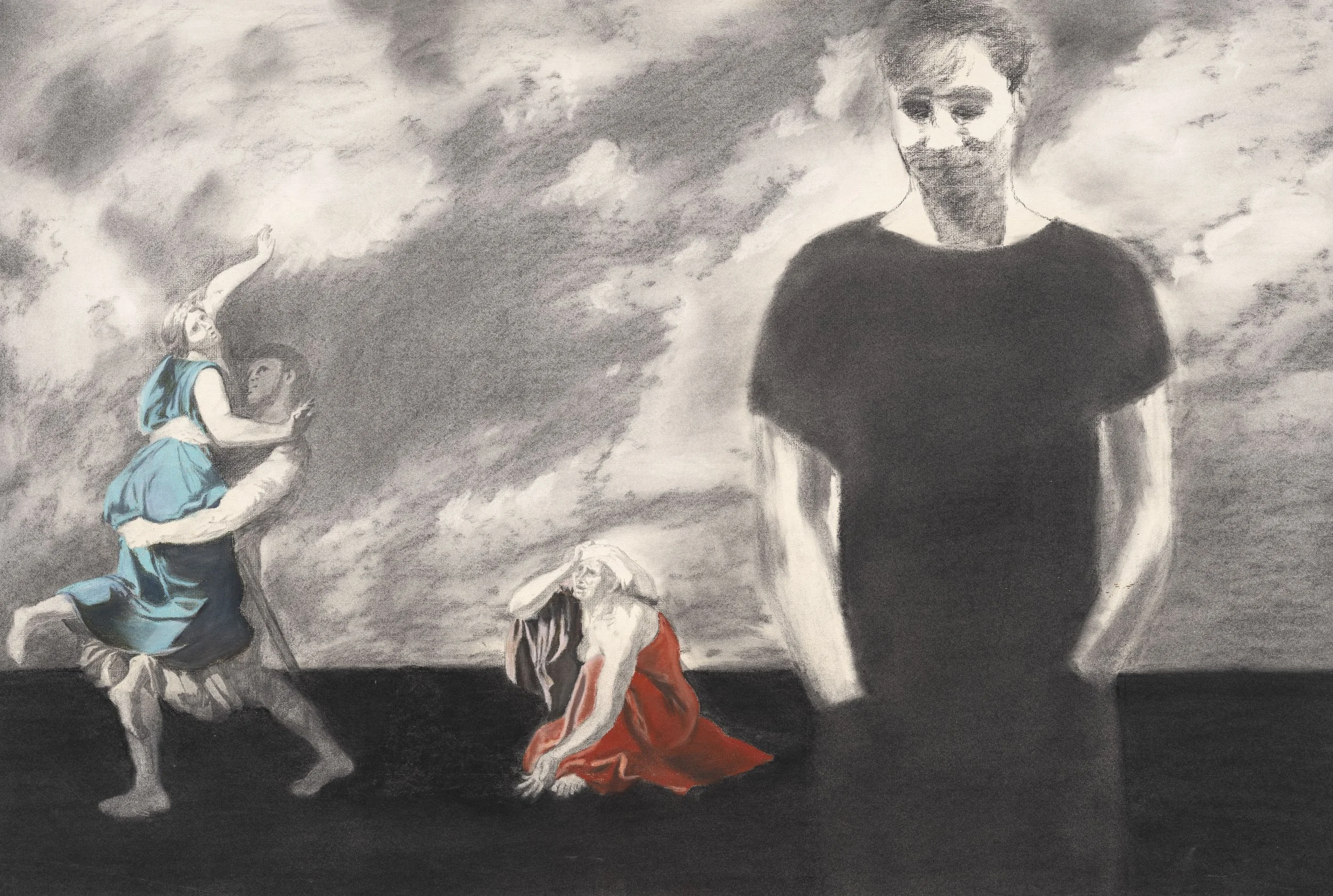 The Rape of Sabine, 1985, Pastel and charcoal on paper, 21 x 30 inches (53.3 x 76.2 cm)