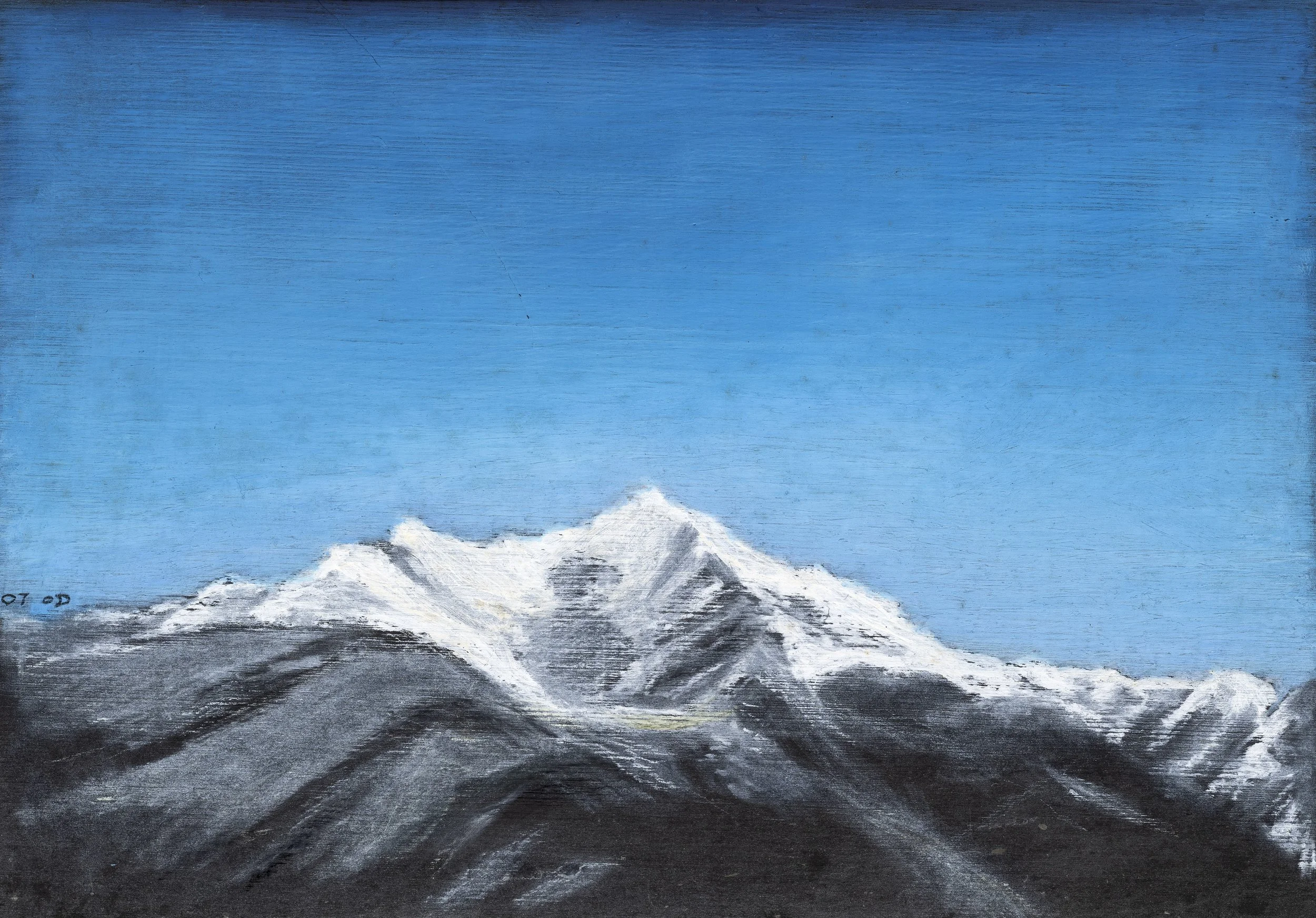 Taos Mountain, 2007, Oil pastel on chalkboard, 8 1/2 x 11 3/8 inches (21.5 x 29 cm)