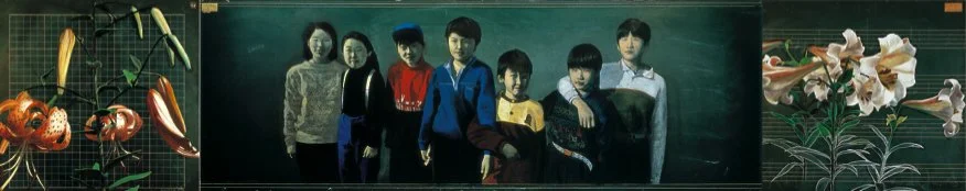 Last Semester, 1995, Oil pastel on chalkboard, 47.2 × 236.2 in (120 × 600 cm)