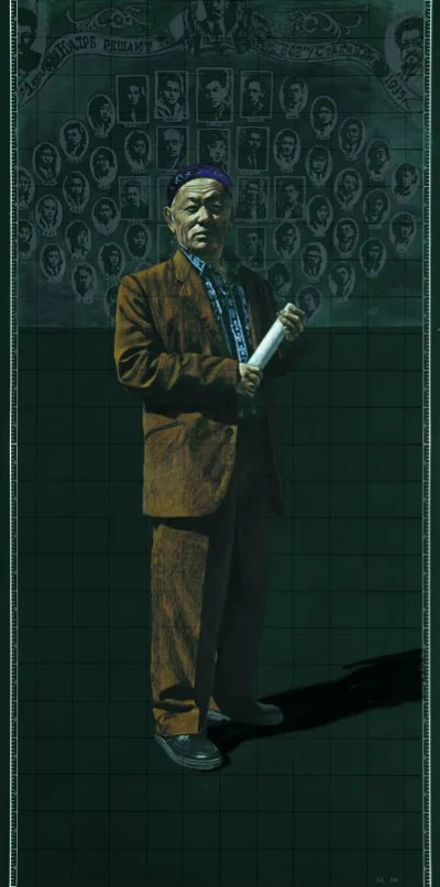 Silent Witness, 2003, Oil pastel on chalkboard, 94 1/2 x 47 1/4 inches (240 x 120 cm)