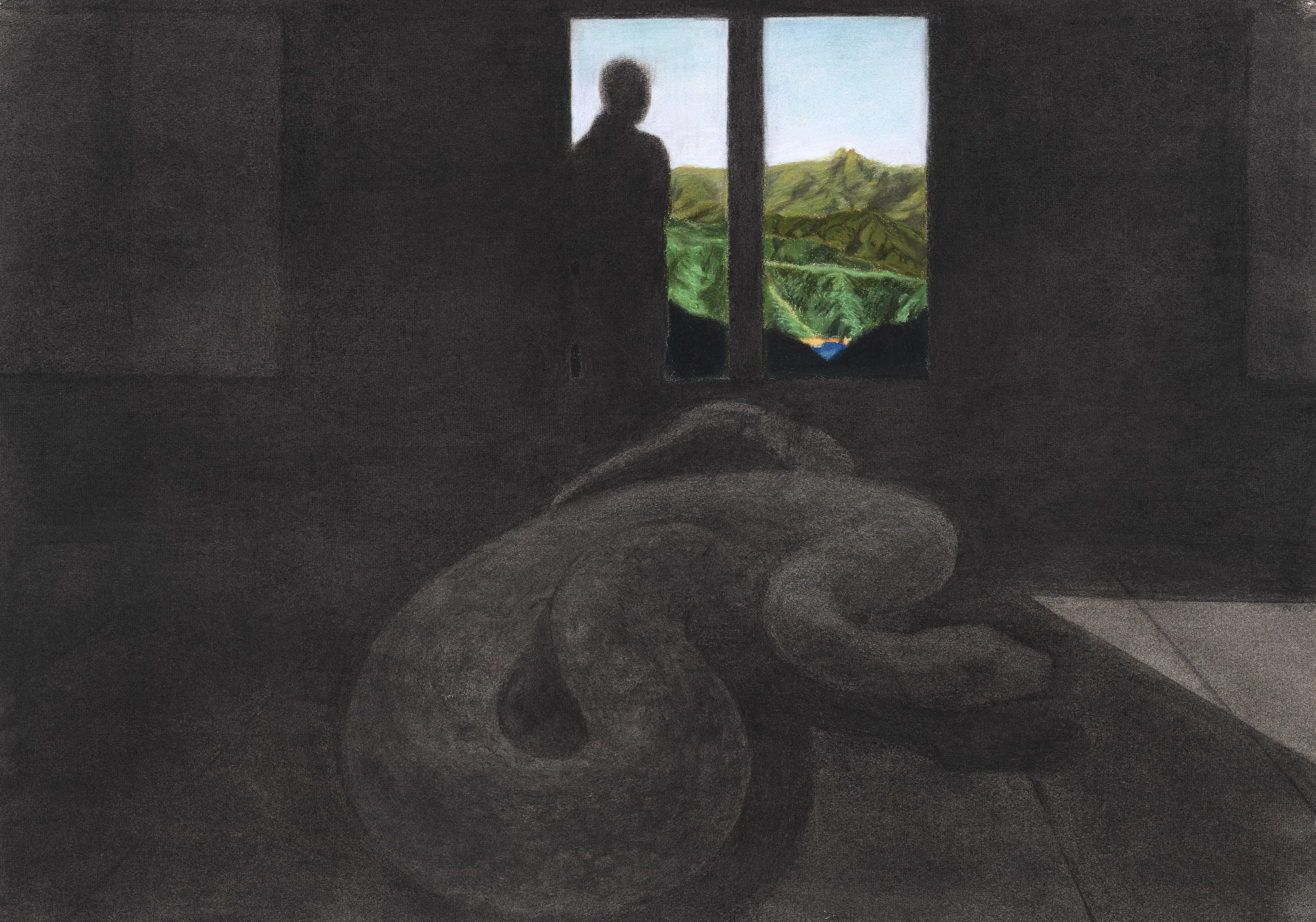 Return, 1992, Charcoal and oil pastel on canvas, 35 1/2 x 47 1/4 inches (90 x 120 cm)