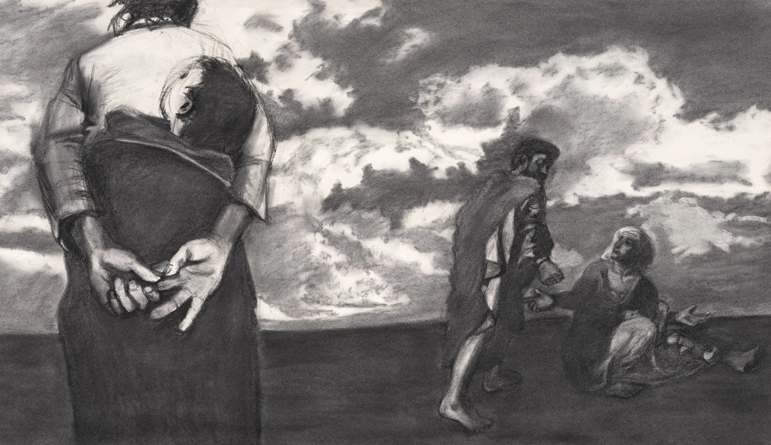Mother and Child, 1986, Charcoal on paper, 21 × 30 inches (53.3 x 76.2 cm)