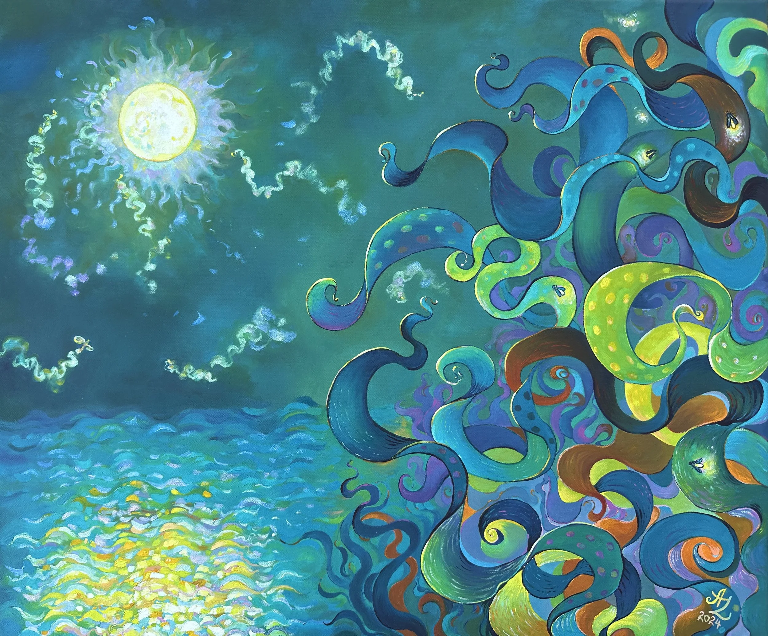 Whirling Under the Moon, 24 x 20