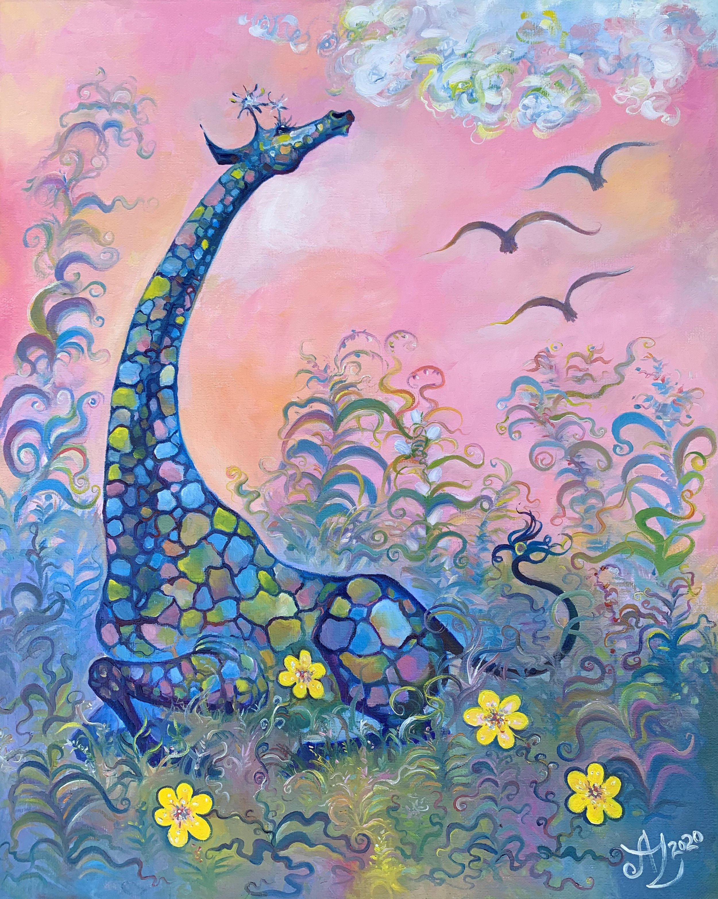 Giraffe, 16 x 20 in