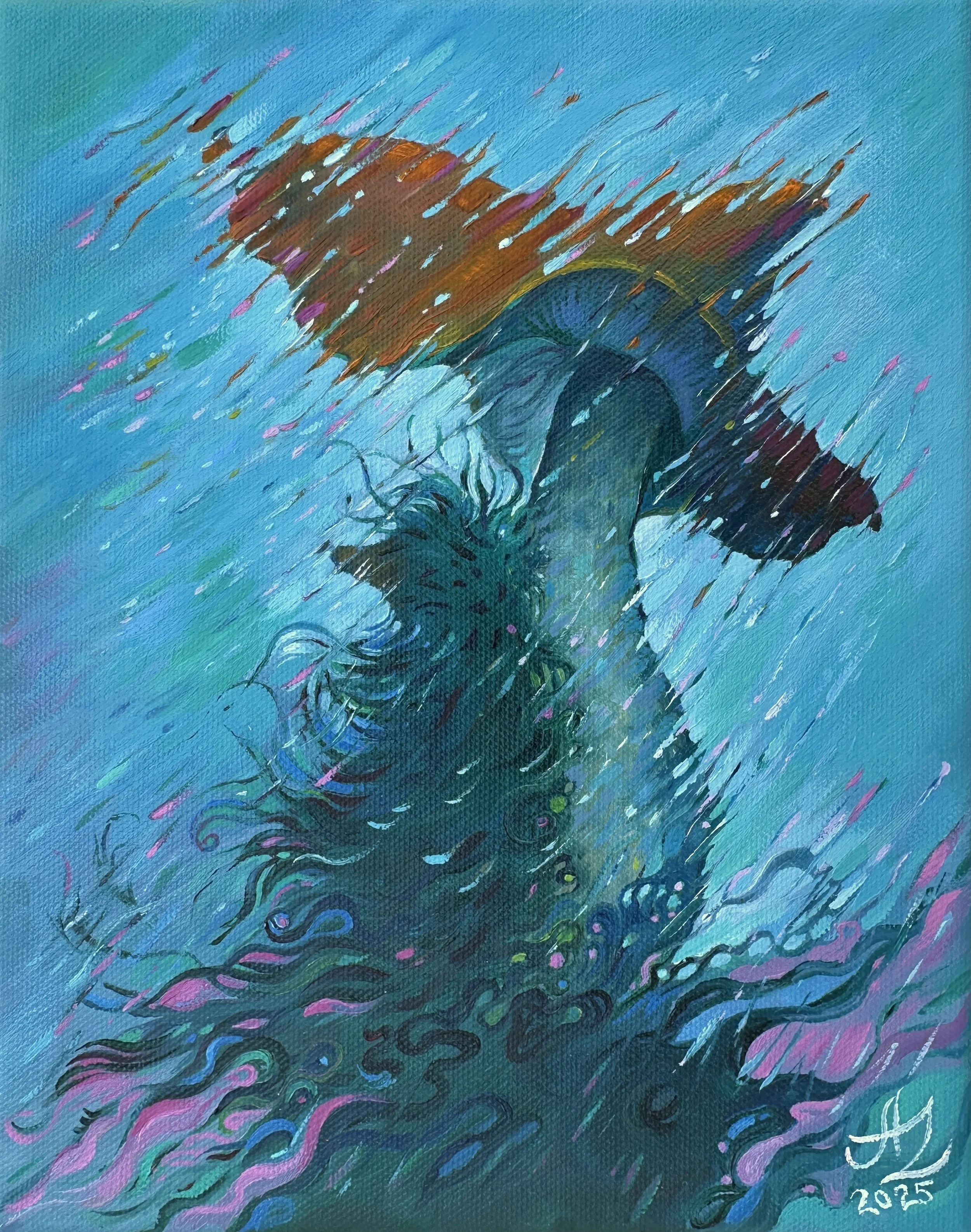 Watching the Rain, Oil on Canvas, 8 x 10 in 