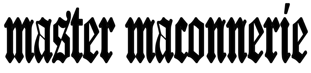 Texte en style gothique qui dit "maître maconneire".