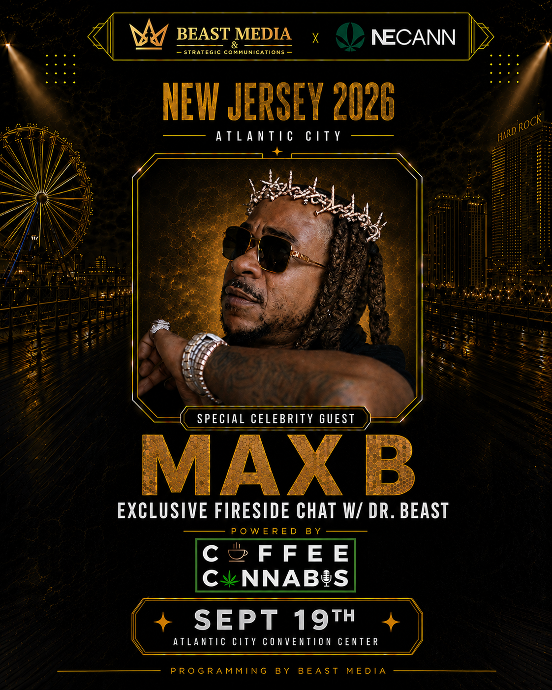 flyer of a cannabis event called necann from beast media 
