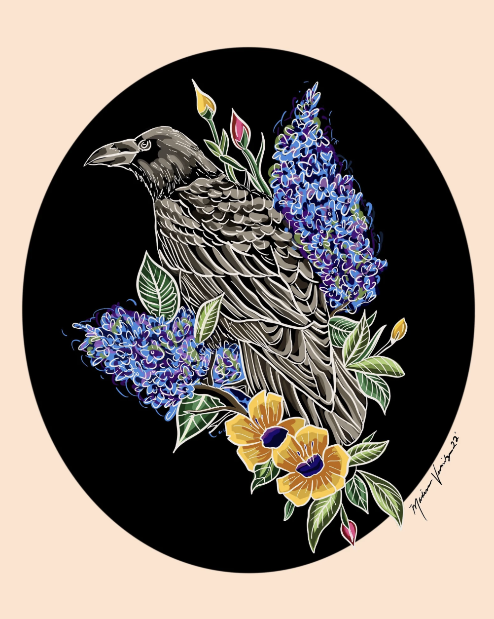 Raven Floral Print