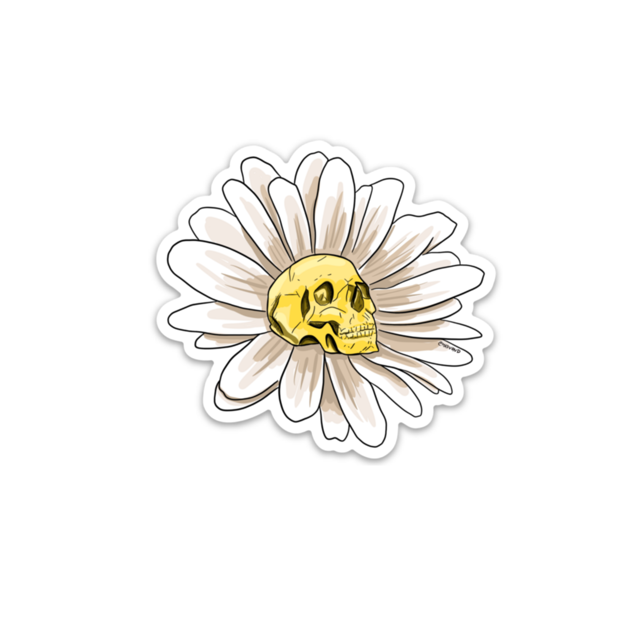 Daisy Skull Sticker