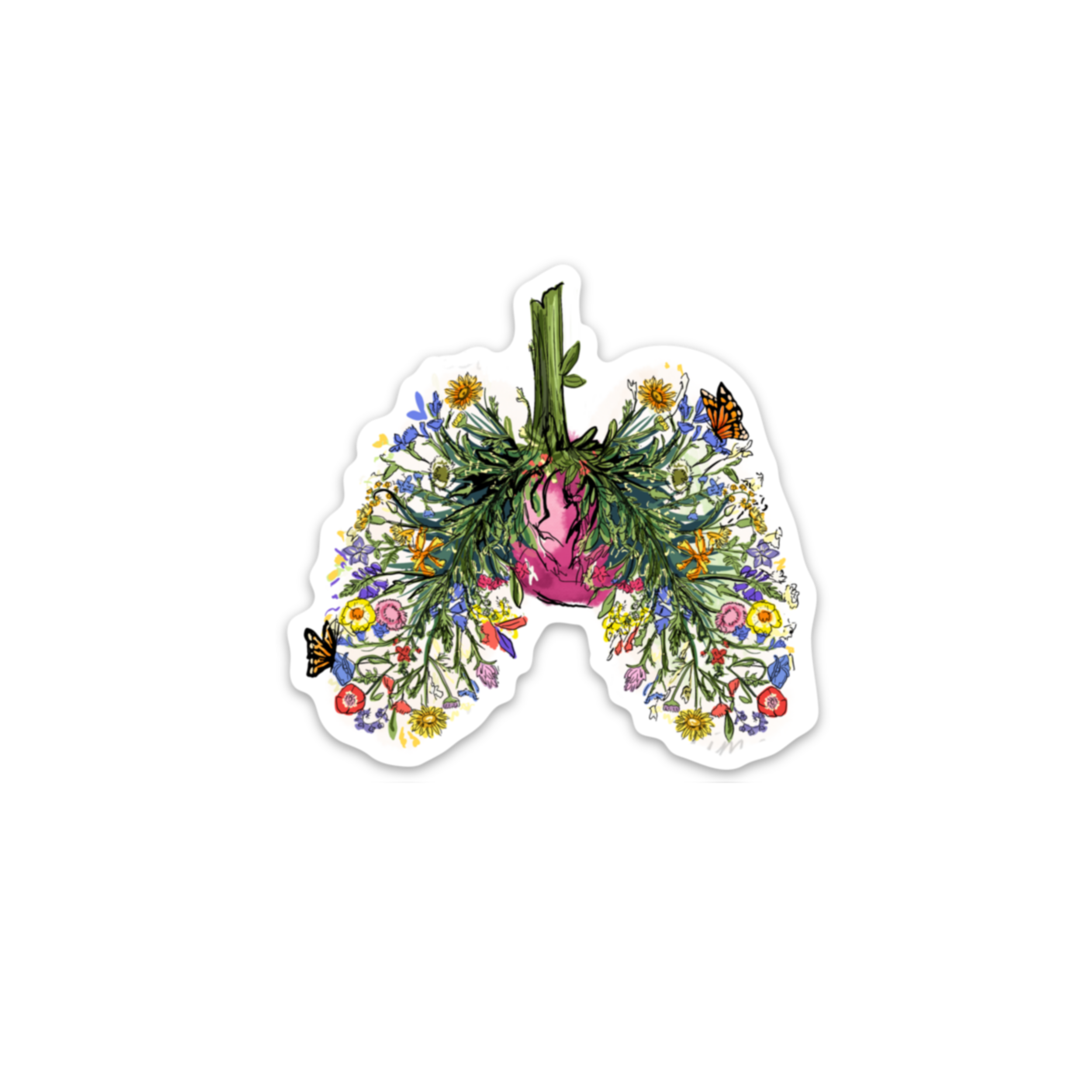 Floral Lungs Sticker