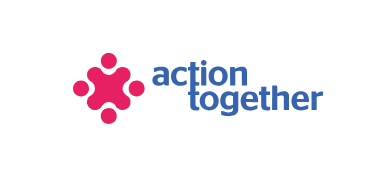 Action Together logo with pink interconnected circles and blue text