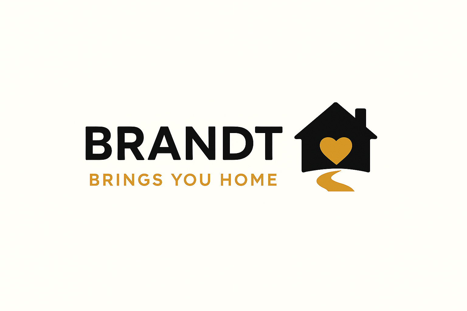 Logo for Brandt with the tagline "Brings You Home" and a house icon with a gold heart in the center.