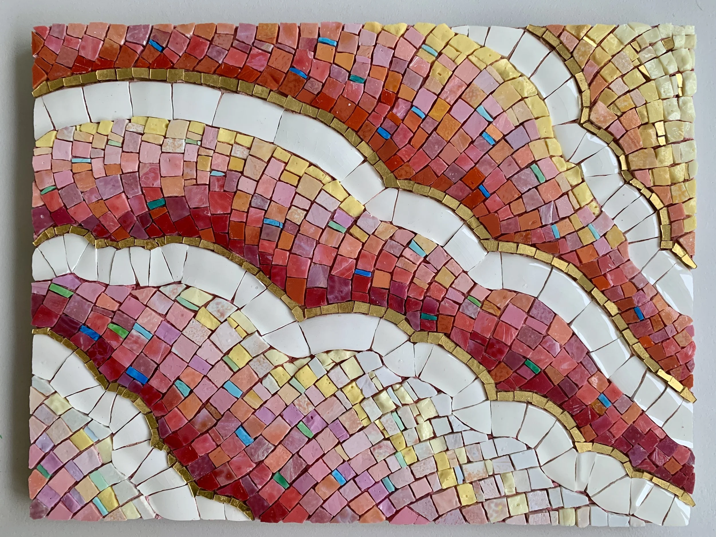 "Cloud Surfing", Mexican and Italian smalti (including gold) and ceramic - 12" X 16"