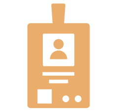 A smartphone displaying a user profile screen with a circular profile picture, lines for text, and icons.