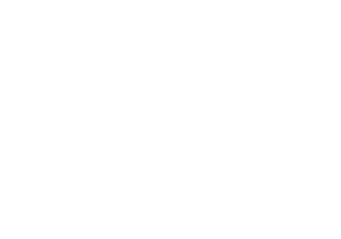 Logo of NIST, the National Institute of Standards and Technology, with black background and white text.